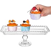 Glass Cake Stand Dessert Tray Candy Cake Serving Plate 11.7inch Serving Platter Footed Buffet for Wedding Brithday Party Decor Supplies