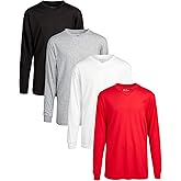 Galaxy by Harvic Boys Long Sleeve Shirts - 4 Pack Soft Cotton Blend Basic Pullover V Neck Long Sleeve Shirts for Boys