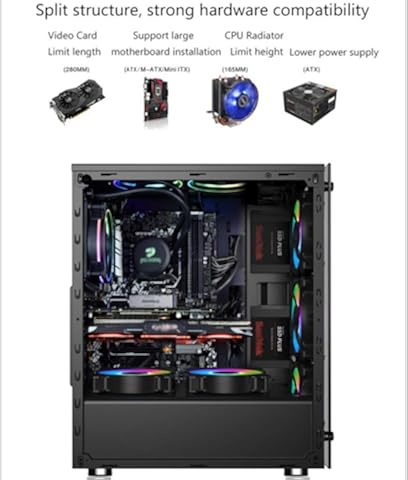 Red tide 397 * 197 * 423Mm Bricolaje Chasis Caja De La PC RGB Videojuegos, Lateral Doble Vidrio Templado Gabinete Jugador Computadora Micro ATX, ATX, ITX