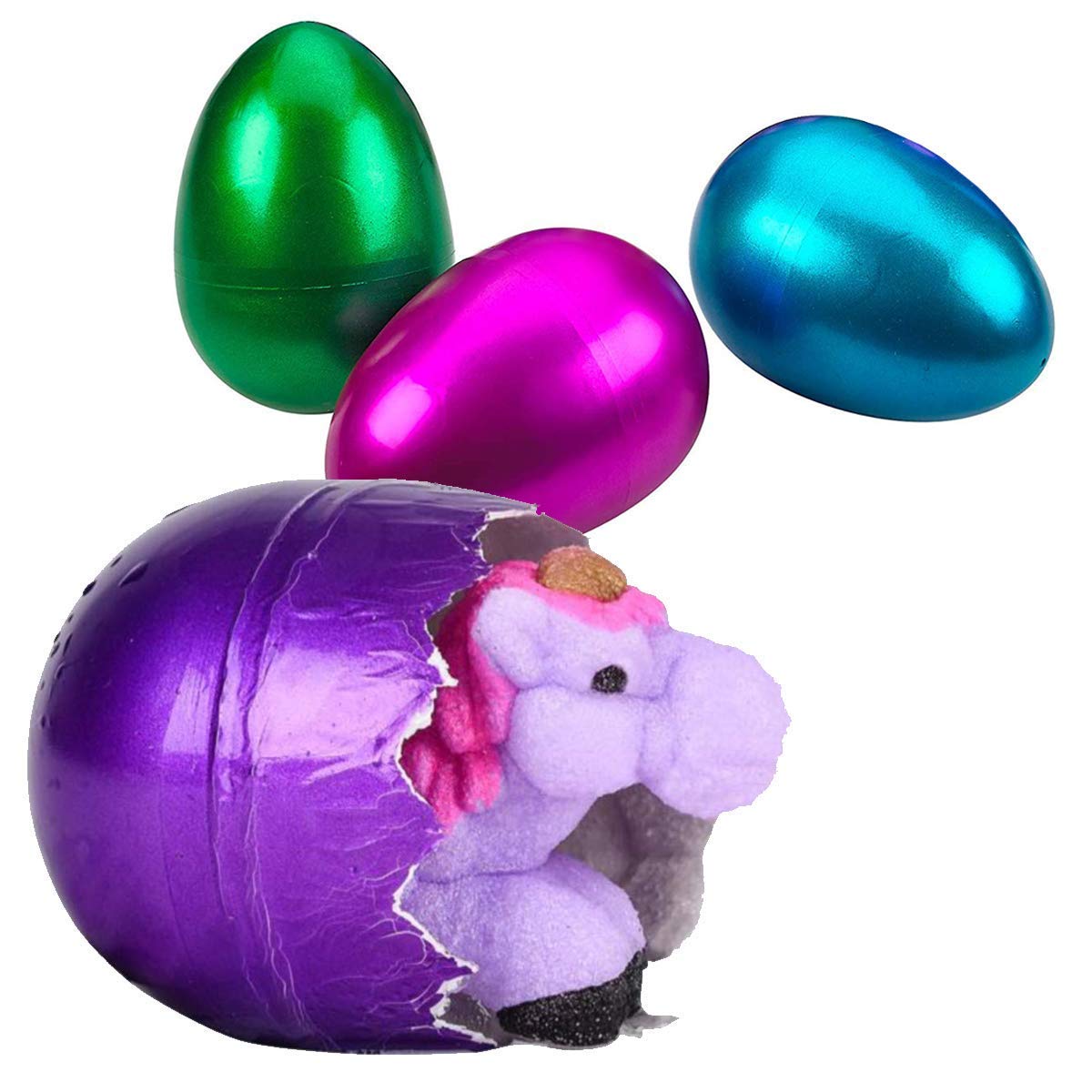 Kicko 4.25 Inches Jumbo Unicorn Egg with Unicorn Toy – 4 Pack – 8 Pieces – Party Needs – Party Favors – Gift Ideas – Children Toys – Surprise Filled Eggs - Assortments May Vary