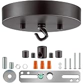 Qc Ceiling Light Canopy Kit - 6 inch, Light Fixture Cover Plate for Chandelier Cap or Pendant Light, Ceiling Light Cover Plate with Hardware, Ceiling Light Mounting Parts (Black)