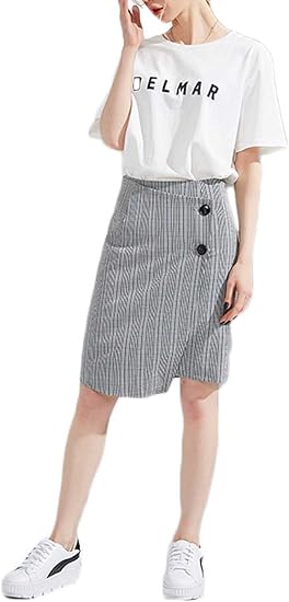 Amazon レディースｏｌ通勤 ストライプスカートひざ丈 オフィスカジュアル スカート 通販