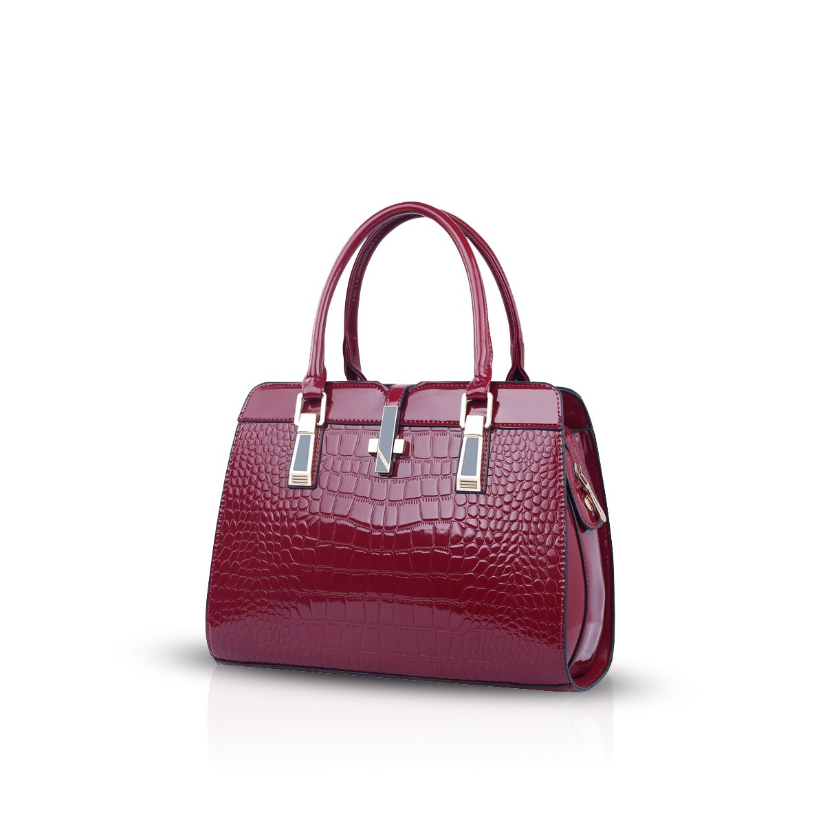 Nicole&Doris ladies handbags fashion patent leather shell portable shoulder Messenger bag for women(Red wine)