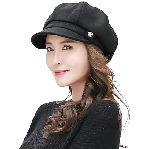 Womens Newsboy Cap Soft Satin Lined Winter Visor Beret Cabbie Hat
