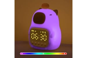 Capybara Alarm Clock with Night Light for Kids, Cute Toddler Alarm Clocks for Bedrooms Ok to Wake Clocks for Girls and Boys, 