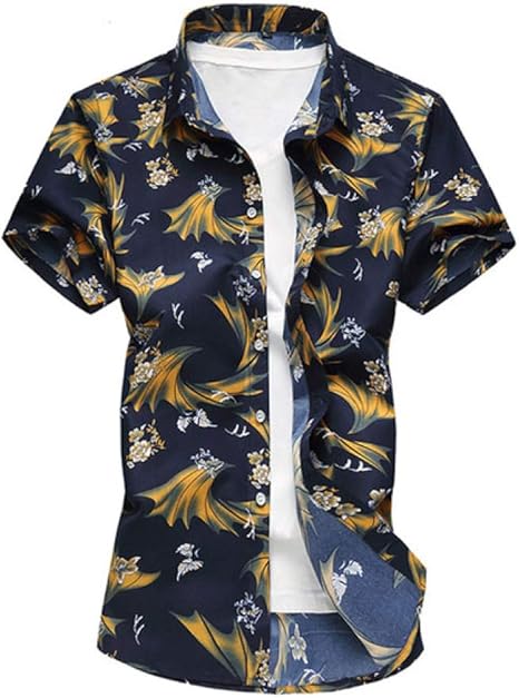 HOSD Camisa de Verano Hombre Casual Manga Corta Hombre Camisas Florales