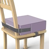 Toddler Booster Seat for Dining Table, PU Washable Double Safe Straps Non-Slip Bottom Booster Seat Cushion, Strong Support Portable Travel Booster Seat for Chair (Purple)