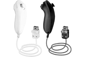 SWeien Wii Nunchuck Controller, 2 Packs Nunchuck Joystick Compatible with Wii console（Black & White）
