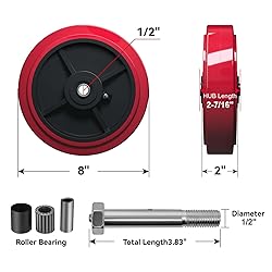 LONGRUNFORU 8 Inch Caster Wheels, Polyurethane on