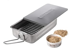 Camerons Gourmet Mini Stovetop Smoker - Stainless Steel BBQ Smoker Box w/Hickory Wood Chips & Recipes- For Indoor & Outdoor Use- Great for Smoking Thanksgiving Dinner - Barbecue Grilling Gift for Men