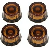 CashBeat 4 Pack Lampshade Guitar Speed Knobs, Clear Brown 18 Spline LP SG | Lampshade Style Speed Control Knobs with 18 Fine Spline Shafts, Fit LP and SG Style Electric Guitar Volume and Tone Pots