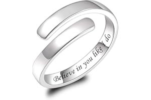 BEILIN 925 Sterling Silver Inspirational Jewelry Rings Adjustable Ring Personality Encouragement Gift for Teens Girls Women