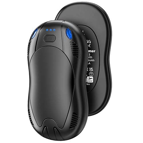 FANDLISS 10000mAh Rechargeable Hand Warmers, Electric Magnetic Handwarmers 2 pack, Portable for Pocket Gloves, 3 Heating Modes Heater for Raynauds, Golf Outdoor Skiing Camping Men Women, Black