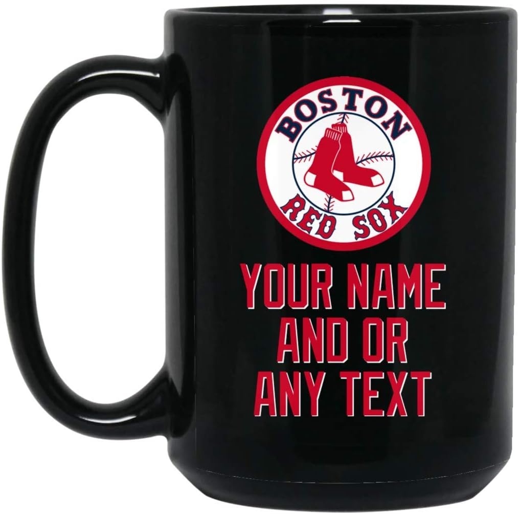 Custom Personalized Boston Red Sox Coffee Mug Red Sox Logo V1 Mug 15 oz Black Ceramic Cup Great for Tea and Hot Chocolate Perfect Gift for any Red Sox Fan