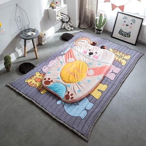 Amazon 赤ちゃんのプレイマット 子供のハイハイマット 洗える 布団マットレス トッパー 持続可能です ソフト ベッド 畳マット リビング ルーム ベッドルーム マット区域敷物 X 145x195cm 57x77inch 折りたたみマットレス オンライン通販