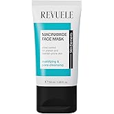 Revuele Niacinamide Face Mask – Pore Minimizing & Balancing Clay Formula with Zinc, Vitamin B3 & Macadamia Oil – Vegan Facial Skincare for Blemish-Prone Skin 1.69 fl.oz