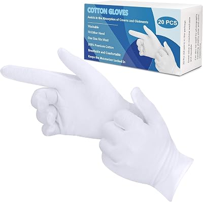 MEDT 10 Pairs White Cotton Gloves for Dry Hands Moisturizing for Eczema
