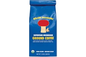 MALAMA MUSHROOMS Organic Ground Mushroom Coffee by Malama | 8-Mushroom Superfood Blend with Lion’s Mane, Reishi, Cordyceps for Focus & Immune Support | Low Acid, Smooth Bold Flavor, Adaptogenic Energy | 12oz Bag