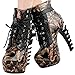 SHOW STORY Punk Black Snake Print Lace Up Buckle Bone Heels Platform Ankle Boots,LF80648