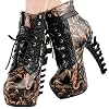 SHOW-STORY-Punk-Black-Snake-Print-Lace-Up-Buckle-Bone-Heels-Platform-Ankle-BootsLF80648