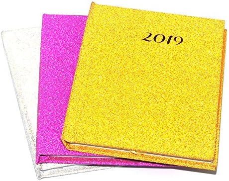 1x 2019 A6 Week to View Glitter Diary Hardback Cover Design at Random