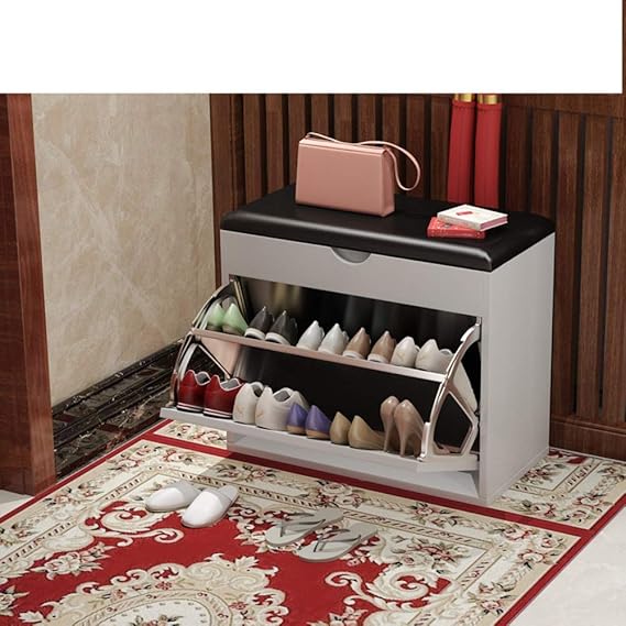 bh+ Multi-Layer-Schuhschrank, Massivholz einfache Schuhbank Kunstleder