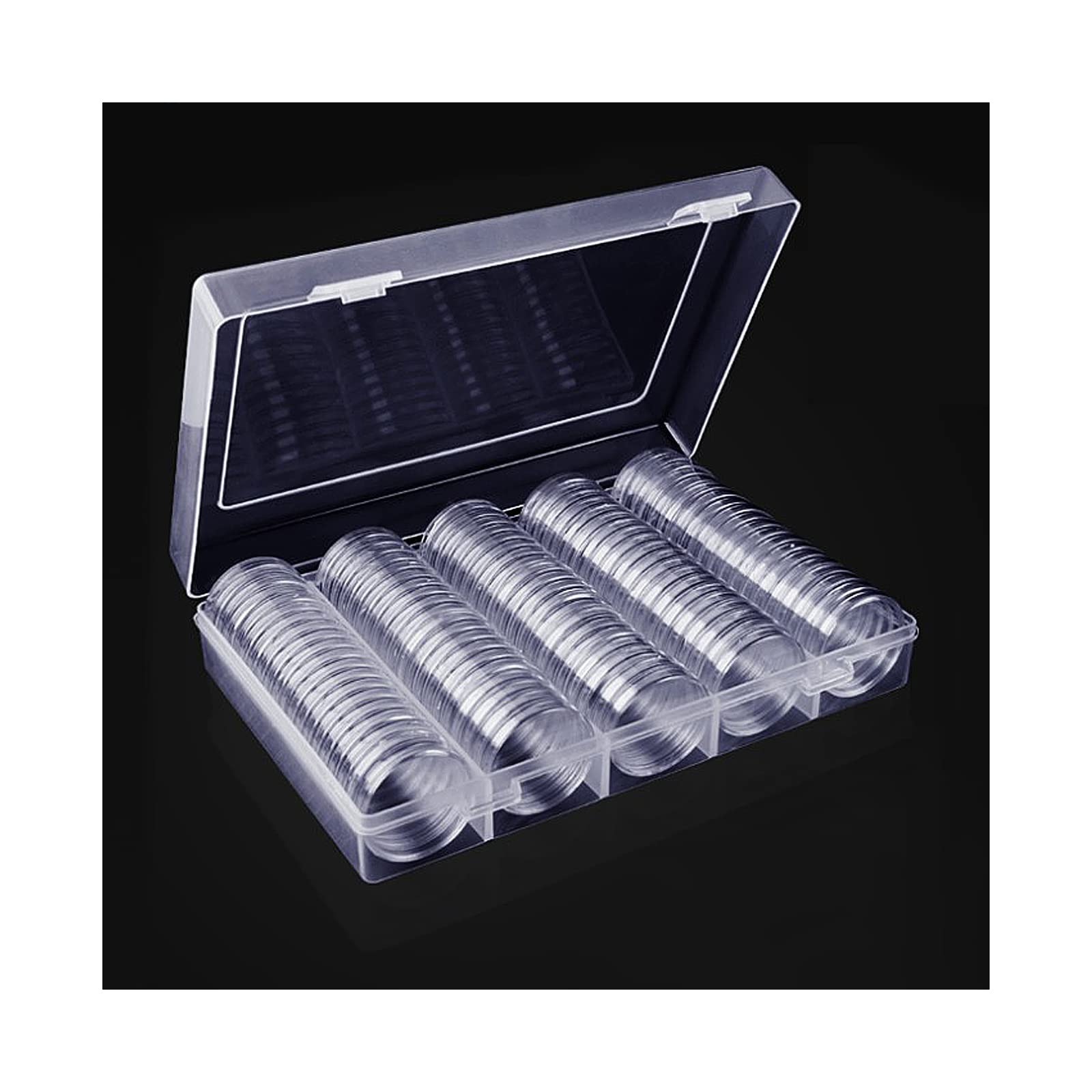 Kulannder 100 Pieces Coin Capsules, Round Plastic Holder Case Coin Container Case with Storage Organizer Box for Coin Collection Supplies ( 30mm )