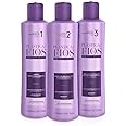 Plastica Dos Fios - Brazilian Keratin Hair Smoothing System Anti Frizz Active, Anti Residue Shampoo And Repair Mask, The Best Treatment System - (3x300 ML) (Set of 3) Comb Included.