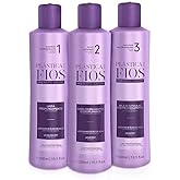 Plastica Dos Fios - Brazilian Keratin Hair Smoothing System, Anti Residue Shampoo And Repair Mask, The Best Treatment System - (3x300 ML) (Set of 3) Comb Included.