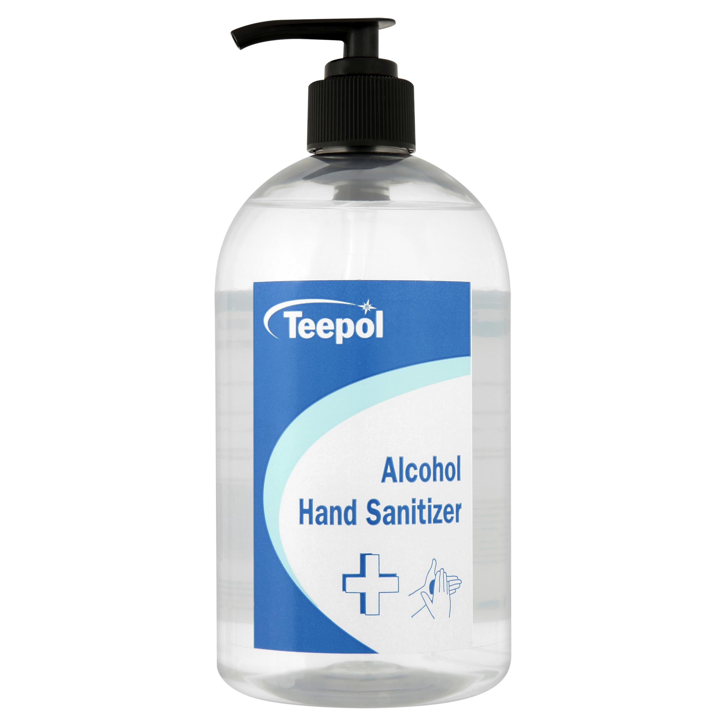 Teepol Alcohol Hand Sanitizer 500ml - Moisturising Hand Sanitizer Gel - Non Sticky - Fast-Acting & Effective Against 99.9% of Germs - Pump Bottle 500ml