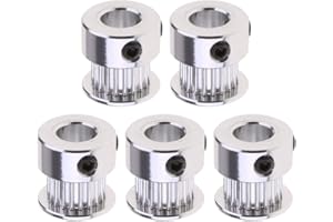 SAIPOR Saiper GT2 Timing Belt Pulley 20 Teeth Bore 8mm(5pcs), Aluminum Synchronous Wheel for 3D Printer