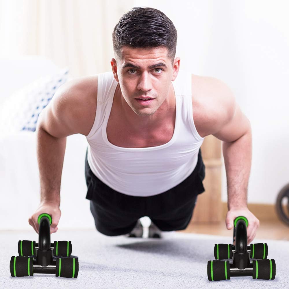 ROSRAN Push Up Bars Pushup Handle with Cushioned Foam Grip - Portable Pushup Stands for Home Workout Equipment - Push Up Handles for Floor Fitness Sturdy Structure with Grips Strengthener Green : Sports & Outdoors