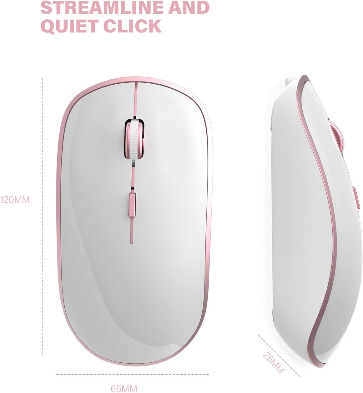 Wireless Keyboard and Mouse Combo, Stylish Compact Full-Size Keyboard and 2400 DPI Stream-line Optical Mouse for PC, Desktop, Computer, Notebook, Laptop, Windows XP/Vista/7/8/10 by JOYACCESS-Pink: Computers & Accessories