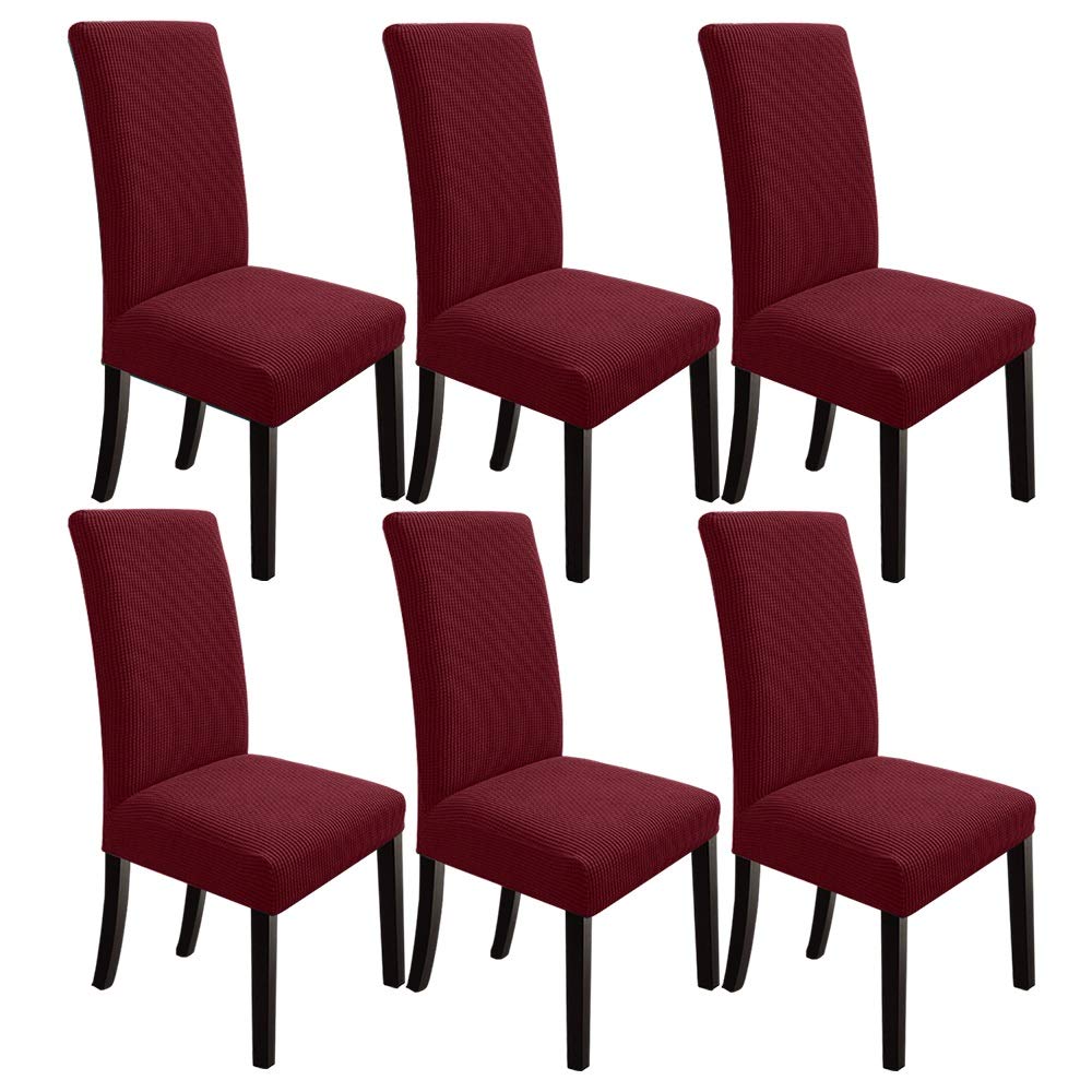 View 1 of ***ONLY 4***
NORTHERN BROTHERS Chair Covers for Dining Room 6 Pack, Spandex Fabric Fit Stretch Chair Covers Protector for Dining Room, Wine Red