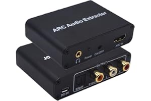 Gugxiom ARC Adapter Audio Extractor, 192KHz Digital to SPDIF Coaxial 3.5mm L R Audio Converter, for HDTV Soundbar Speaker Amp