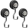 DUGUJIUJIAN Rubber Coated Anti-Scratch Heavy Duty Magnetic Hooks, Essential for Cruise Ship Cabins & Refrigerator Hanging, Rubber Coating Anti-Corrosion, Hook Magnets for Outdoor Grill(3, Sliver)