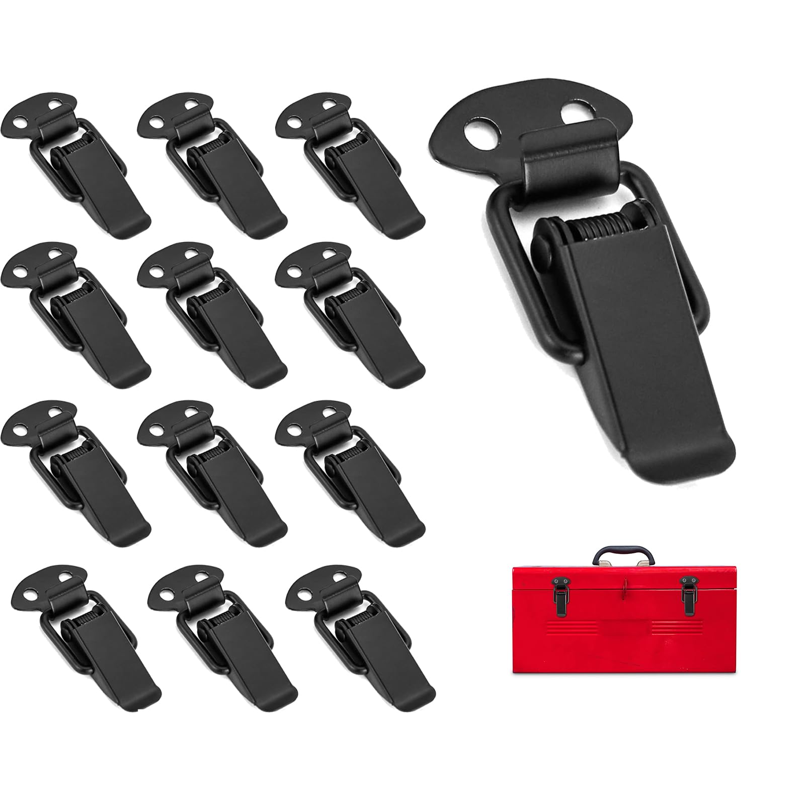 12 Pieces Spring Toggle Lock, Latch Spring Closure, Spring Latch with Hook, Hasp Lever Closure, Stainless Steel Spring Lock, for Drawers, Cabinets, Boxes