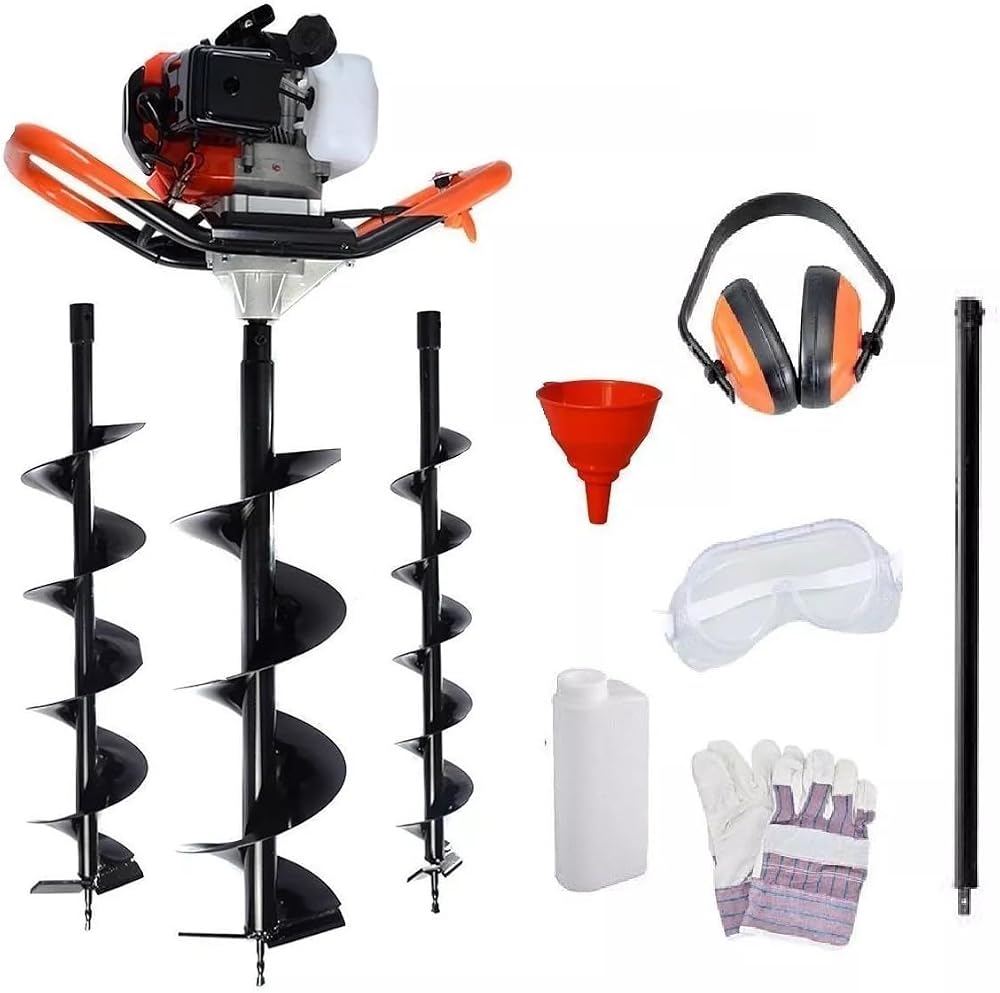 Dealourus 65cc Petrol Earth Auger 2-Stroke Digger 3 Bits Extension Pole