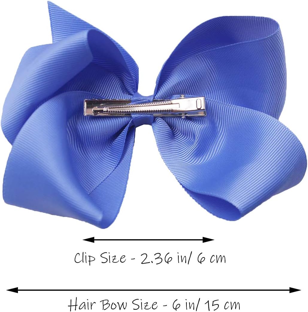 JOYOYO 30 Pcs Large Hair Bows for Girls Grosgrain Ribbon Bows - Cute Craft Large Size 6 Inch Girls Hair Bow Clips Bright Colors - Image 5