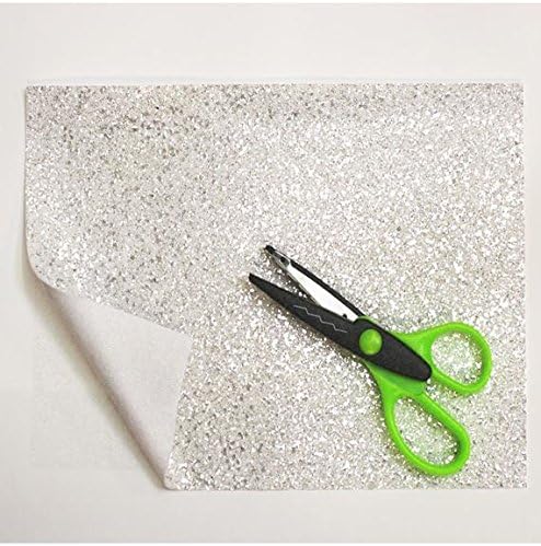 Chunky & Fine Glitter Fabric Sheets x 2 for Hair Bow Making templates and Other Crafts (Chunky - Silver&White)