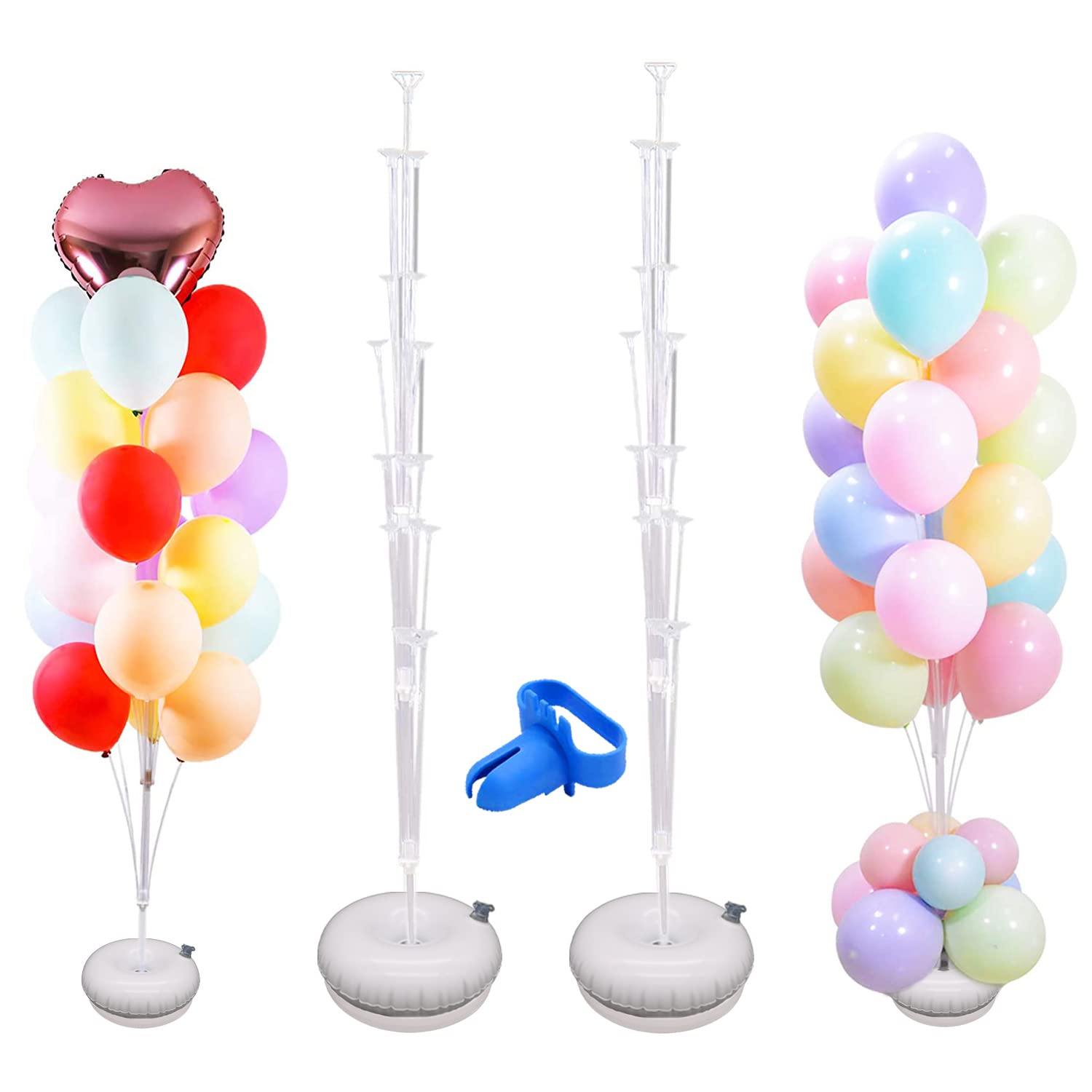 2 Sets Column Stand Kit 5.3 FT High Tree Can Holder 19 Sticks With Water Fillable Base Tower for Birthday Christmas Party Anniversary Balloon Decoration