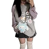 Dynict Y2k Cute Sweatshirts for Women Harajuku Kawaii Striped Sweatshirts Cartoon T-shirts