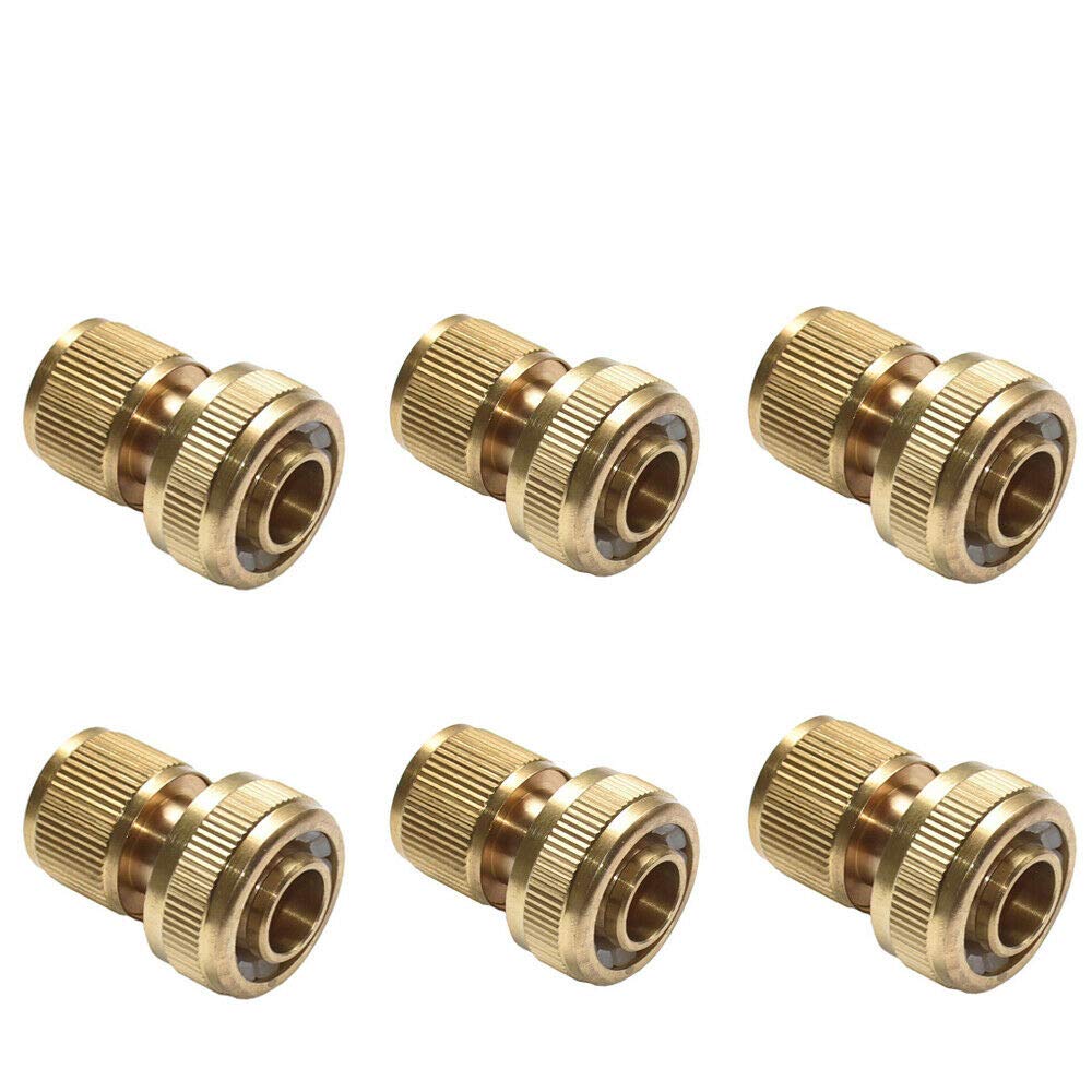 SENRISE Hose Pipe Quick Connector, 6PCS Universal Graden Tap Connectors 3/4" Water Hose Pipe Tap Brass Connector Adaptor Fitting for Gardening, Home Watering,Car Washing
