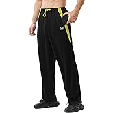 ZEROWELL Men’s Athletic Pants with Zipper Pockets Open Bottom Lightweight Sweatpants, for Workout, Running, Gym, Training