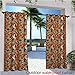 homehot Colorful Outdoor Blackout Curtains Warm Colored Juicy Oranges with Abstract Foliage Leaves in Doodle Drawing Style Outdoor Privacy Porch Curtains W84 x L108 Multicolor