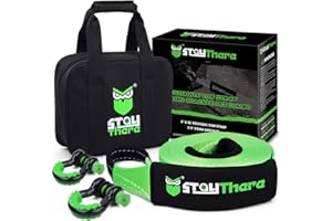 Stay There 3'' × 30ft Heavy Duty Tow Strap Recovery Kit with 35,000 lb Capacity-Emergency Towing Rope + 3/4 Heavy Duty D Ring