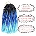 Spring Twist Hair Synthetic Braiding Hair Extensions Ombre Colors 3 Packs Synthetic Braiding Hair Extensions 8 inch fashion Crochet Braids(3 Packs,Black Sky Blue)