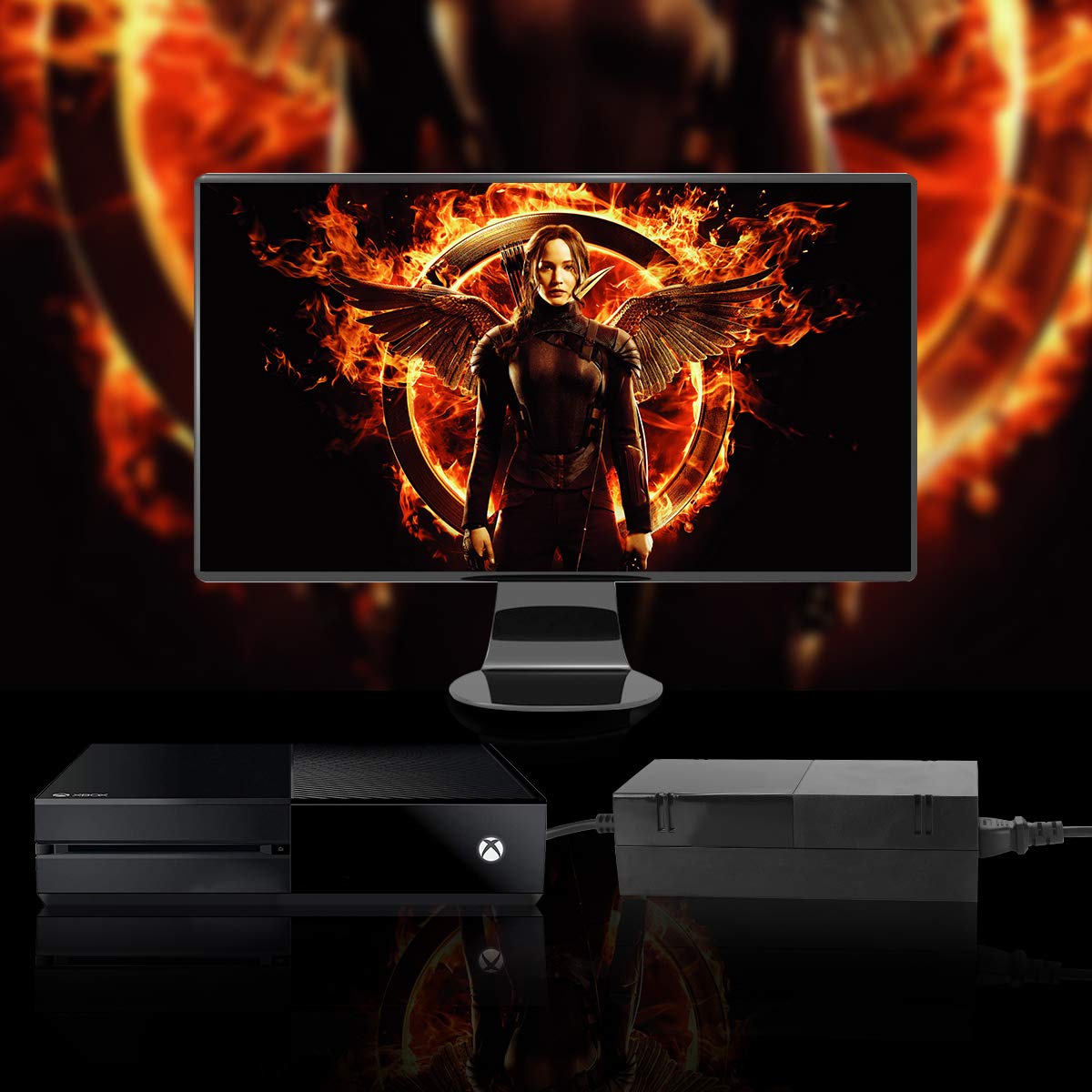 Xbox One Power Supply Brick With Power Cord，Enhance Version AC Adapter Power Supply Charge For Xbox One Console, 100-240V Auto Voltage,Black