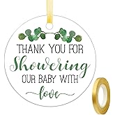 Golden Ribbon Baby Shower Favor Tags - 2 Inches, 50 Count with String
