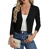 GRACE KARIN Women's 3/4 Sleeve Cropped Cardigan Sweater Lightweight Open Front Dressy Causal Shrug Spring Fashion